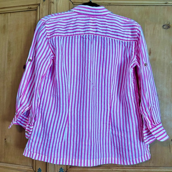 Ralph Lauren Women’s Striped Linen Button Down Shirt w/ Gold Anchor Buttons Sz S - Picture 7 of 7